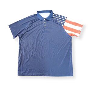 Zity Short Sleeve American Flag Golf Polo Shirt Men's XL Moisture Wicking
